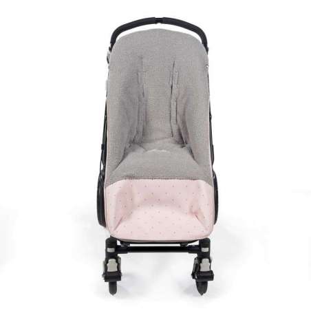 Saco carrito bebé invierno con polipiel y pelo Leather gris, beige